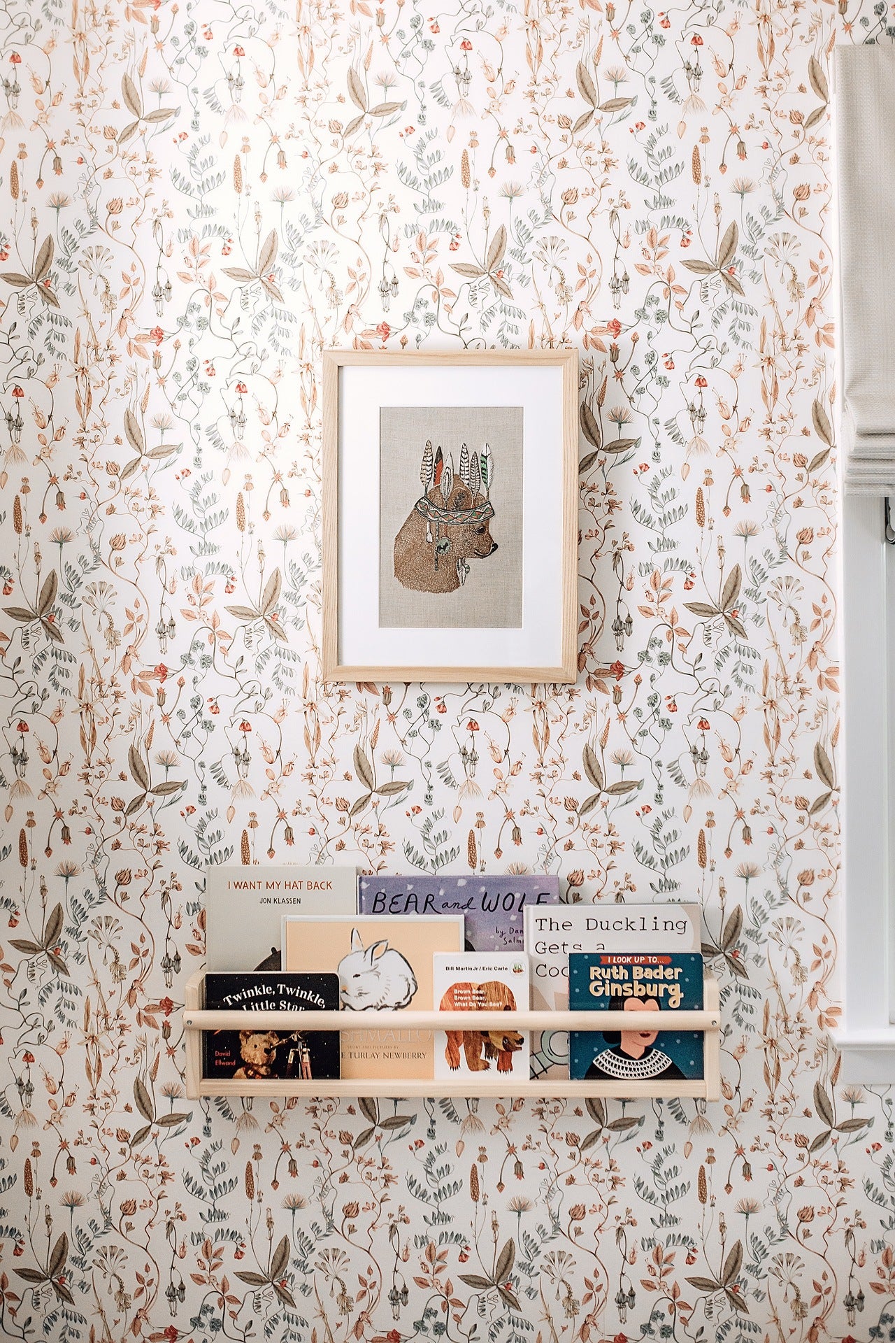 Infant girl's nursery featuring Sonoma wallpaper in White by Lisel Jane Ashlock