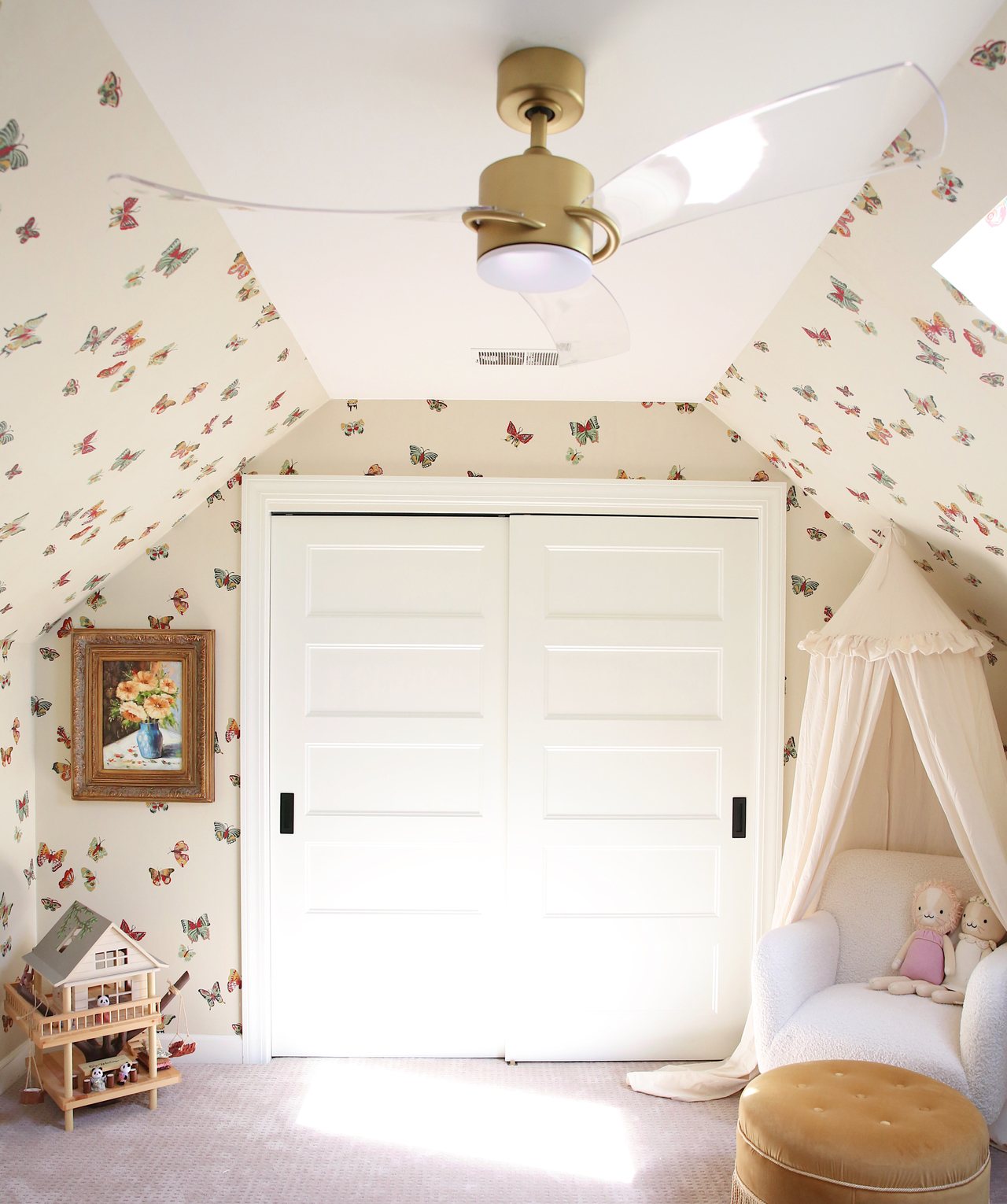 Butterflies wallpaper in a girls room designed by Mary Lauren Gunn | Nathalie Lete x Hygge & West