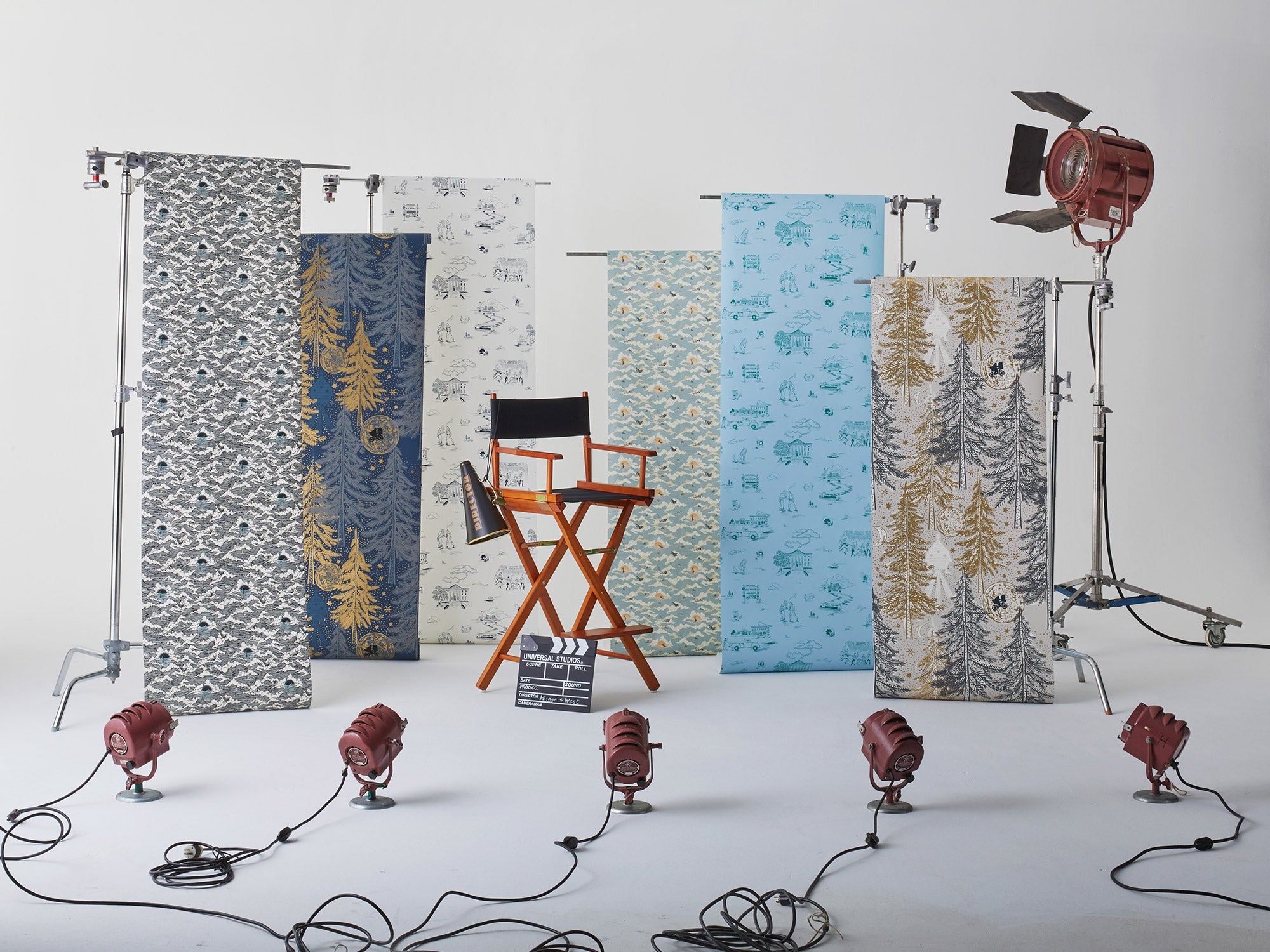 Universal + Hygge & West wallpaper and shower curtain collection