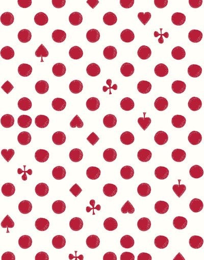 Cards (Red) wallpaper with red card game inspired motifs on a white background