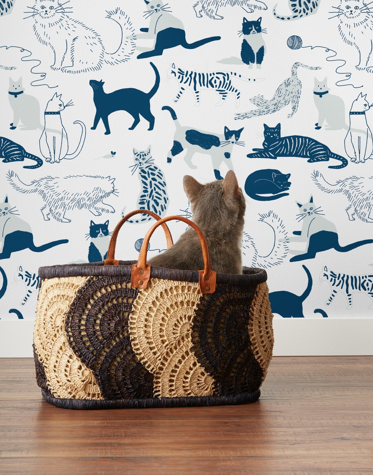 Cat's Meow (Blue) Wallpaper | H&W Gives Back | Julia Rothman + Hygge & West