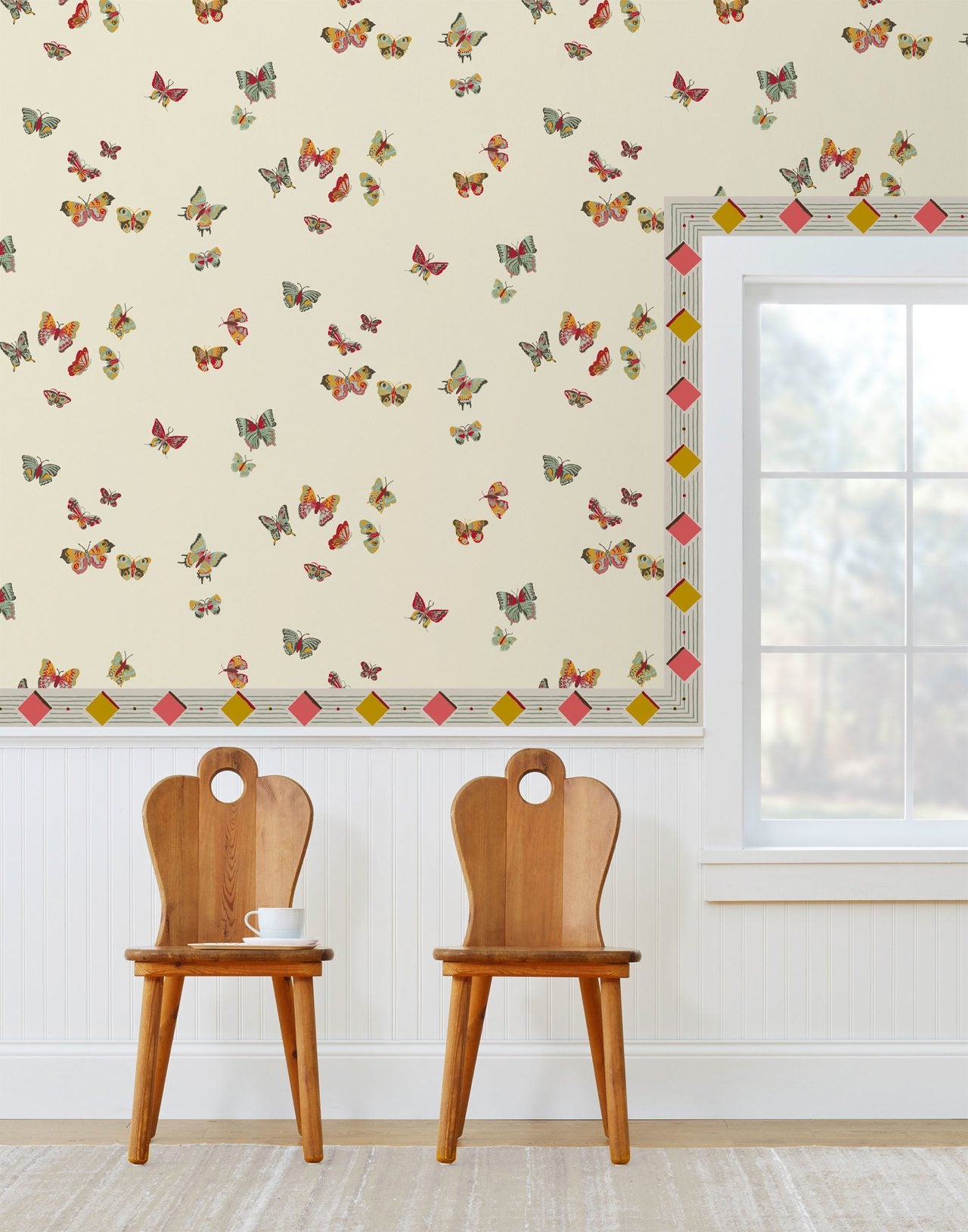 Butterflies wallpaper | Diamonds border | Nathalie Lete + Hygge & West