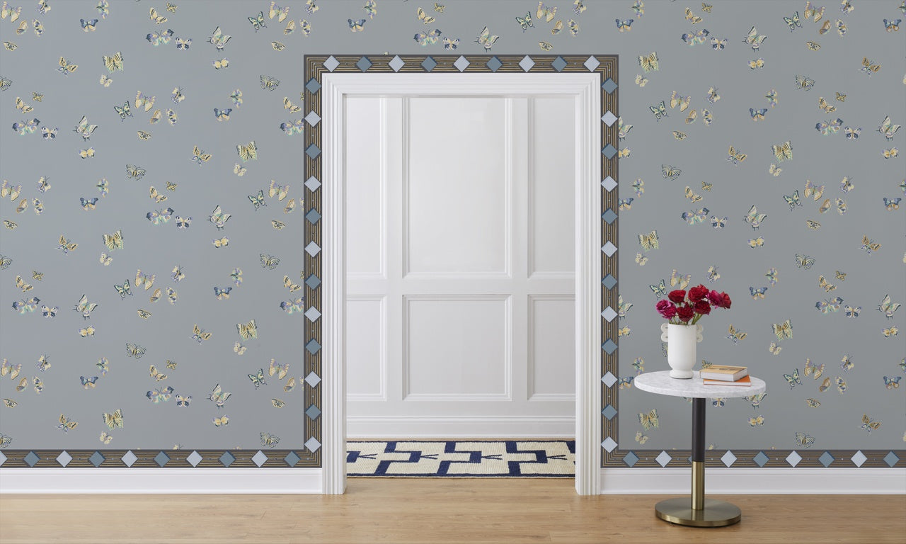 Butterflies (Mist) wallpaper | Diamonds border | Nathalie Lete + Hygge & West