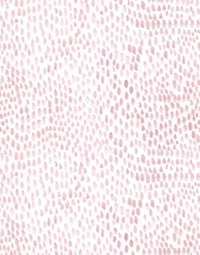 Raindrops (Rose) removable wallpaper uses watercolor drops to create an organic, textural pink on a white pattern | Hygge & West