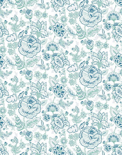 Florebela (Laurel) | A green floral pattern on white background