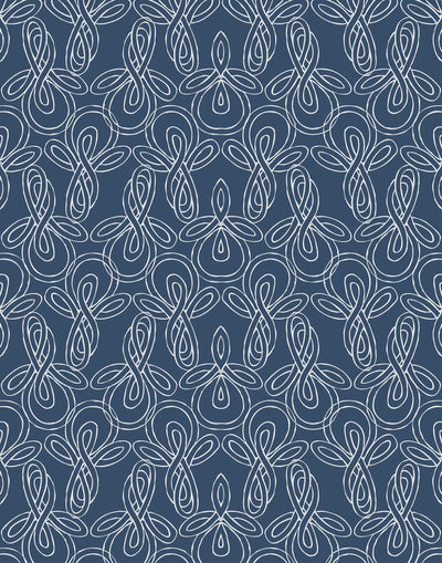 Knots (Indigo) wallpaper with nautical blue pattern