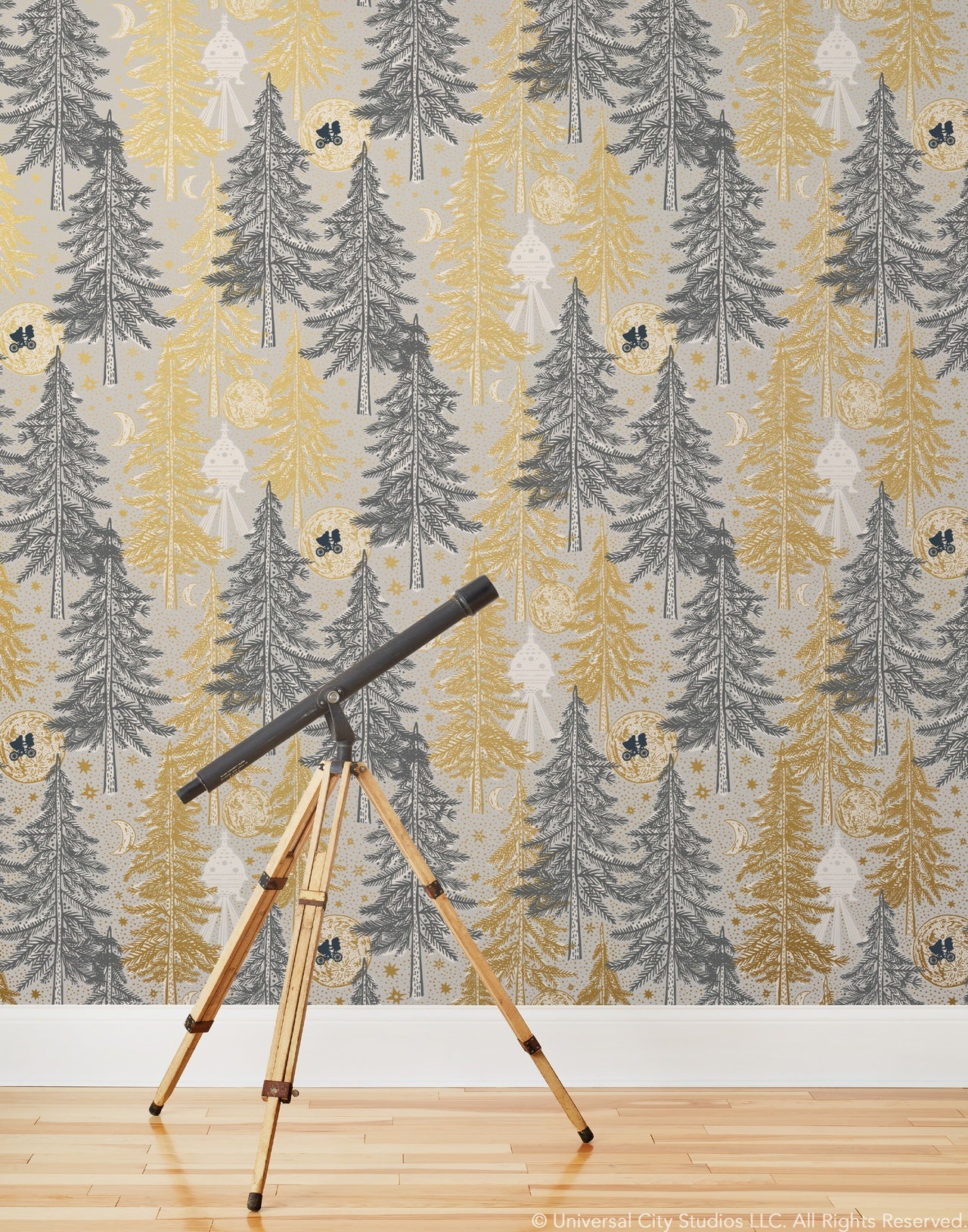 Be Good pattern inspired by the file E.T. the Extra Terrestrial | Universal + Hygge & West wallpaper and shower curtain collection