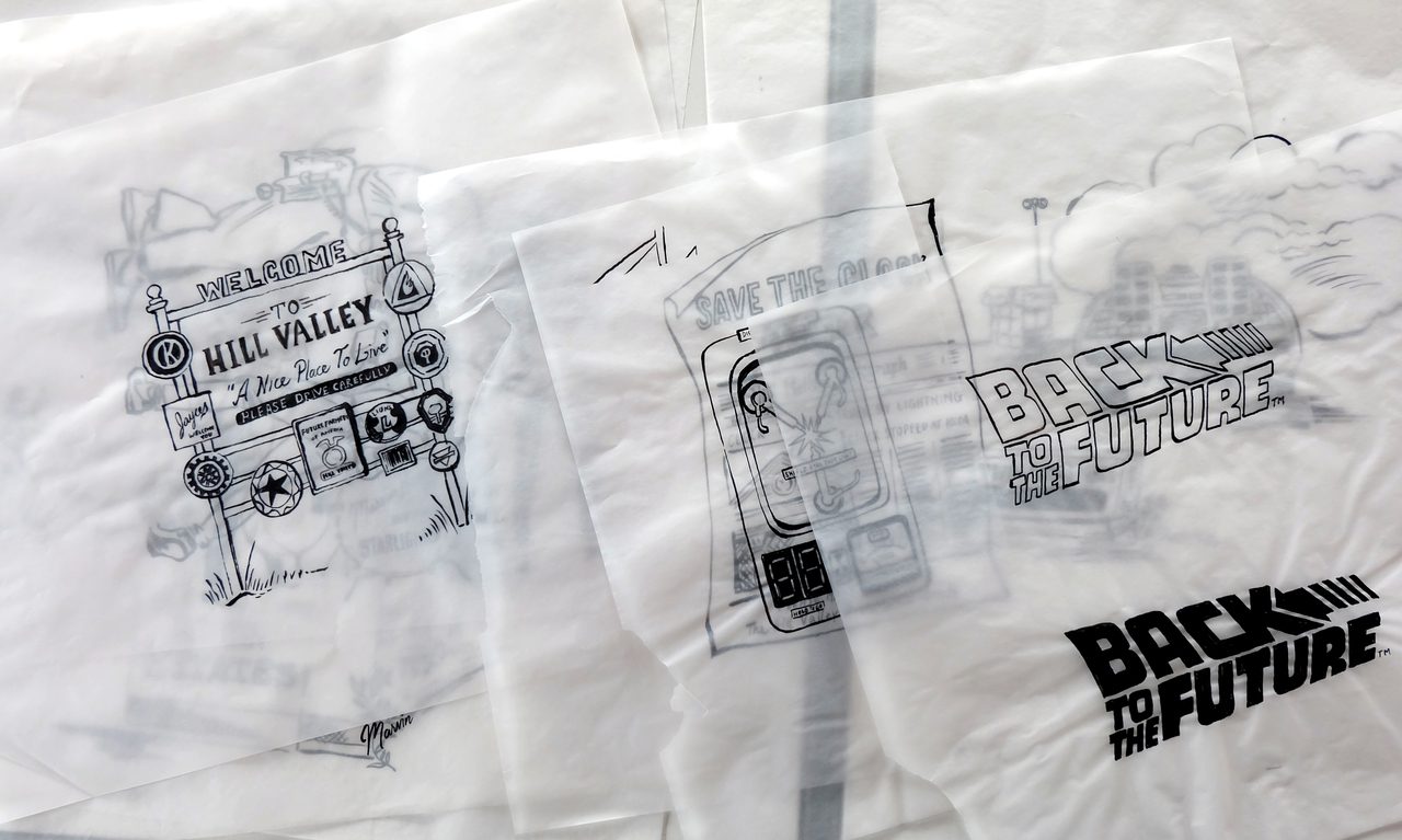 Illustrator Annie Brady, the artist behind our Back to the Future-inspired pattern, Hill Valley Toile | Universal + Hygge & West wallpaper and shower curtains collection