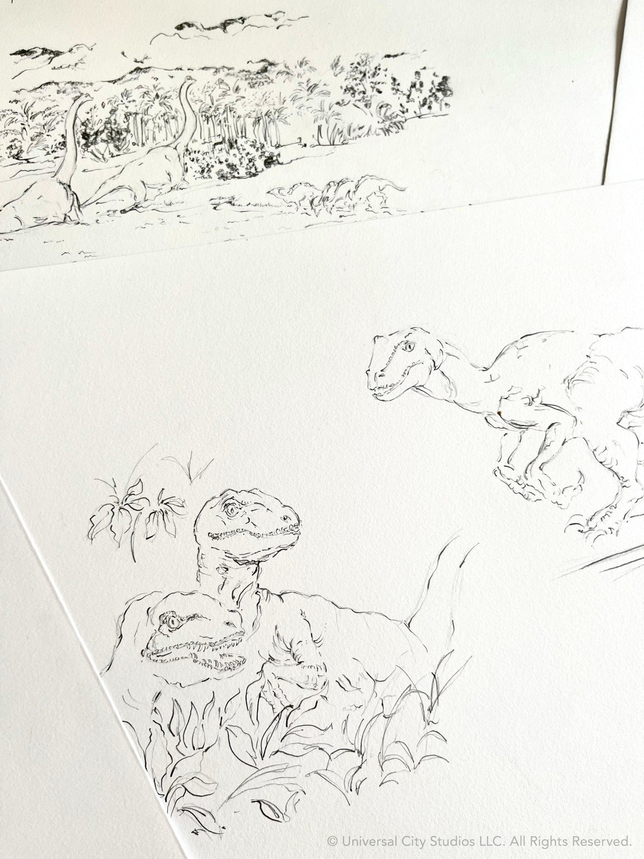 Sketches of dinosaurs from Jurassic Park for Life Finds a Way | Rose Jocham | Hygge & West